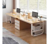 SXZenSpace Two Person Office Desk with 3 Drawers, Large Wooden Double Computer Table Writing Study Desk, Modern Dual Gaming for 2 People, Home Office(Natural,200 * 48 73cm)