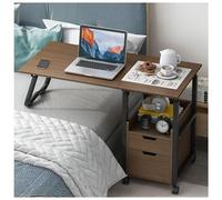 SXZenSpace Upgraded Multifunctional 2 in 1 Overbed Table with Wheels, Bedroom Side Table, Height Adjustable Over Bed Desk Laptop Cart Mobile Computer Workstation (Oak color, 39" D x 24" W 27~35