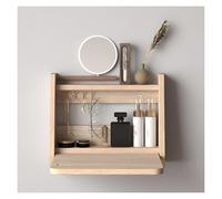 SXZenSpace Wall Mounted Folding Desk - Space Sing Floating Table for Home Office & Laptop Use, Compact Wall-Mounted Cabinet, Stylish Dressing (Wood Color, 40x32cm)