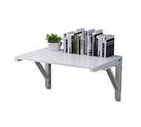 SXZenSpace Wall Mounted Folding Table Floating Desk Convertible Workbench Space Saving for Garage Laundry Kitchen Dining Room Computer (Color White, Size 80x50cm)