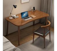 SXZenSpace Wooden Computer Desk Mid-Century Modern Home Office with Ergonomically Curved Top (80cm, Walnut)