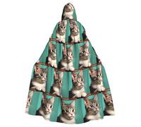 sxzvvbn A curious cat Hooded cape, unisex, suitable for Halloween, Christmas parties, and stage costumes.