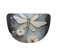 SXZVVBN A white dragonfly in bloom Flannel Half Moon Door Mat For Indoors