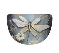 SXZVVBN A white dragonfly in bloom Flannel Half Moon Door Mat For Indoors