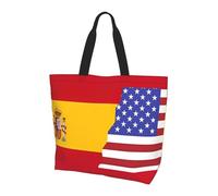SXZVVBN American Spain Flag Lightweight Large Tote Bag for Women Waterproof Polyester Shoulder Shopper for Commuting Work Shopping