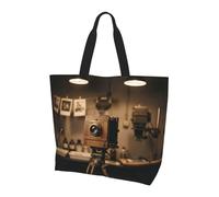 SXZVVBN An antique wooden camera Lightweight Large Tote Bag for Women Waterproof Polyester Shoulder Shopper for Commuting Work Shopping