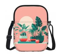 SXZVVBN Beautiful potted green plants Lightweight Waterproof Small Zip Crossbody Shoulder Bag for Women Travel with Adjustable Strap