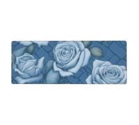 sxzvvbn Beautiful roses on blue backgroundExtra-large desktop mouse pad, 31.5 * 11.8 inches, gaming mouse pad with anti-slip rubber on the bottom