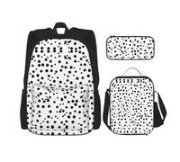 SXZVVBN Black And White Polka Dot 3 Piece Laptop Backpack Set with Insulated Lunch Bag and Organiser for Work