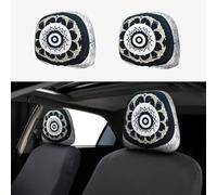 sxzvvbn Black and White Round Totem Universal Car Headrest Covers 2 Pack, Stretchable Protector for Vehicle Seats
