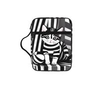 SXZVVBN Black and White Striped Kitten Water-Resistant Bible Tote Bag with Pocket, Large Journal Cover Case for Church Travel