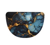 SXZVVBN Black Gold Marbled Flannel Half Moon Door Mat For Indoors