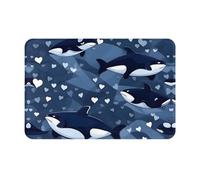 sxzvvbn Blue Killer Whale Flannel non-slip bathroom mat, super absorbent, suitable for bathrooms, kitchens, and shower rooms.