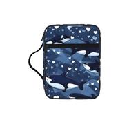 sxzvvbn Blue Killer Whale Water-Resistant Bible Tote Bag with Pocket, Large Journal Cover Case for Church Travel
