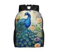 SXZVVBN Blue Peacock in the Enchanted Forest Water Resistant 600D Backpack Lightweight Commuter Travel Rucksack Daypack Men Women