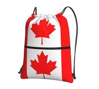 sxzvvbn Canadian flag Outdoor Drawstring Rucksack Waterproof Lightweight Gym Bag with Front Pocket & Internal Zip Pouch for Travel Sports