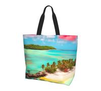 SXZVVBN Caribbean Scenery Lightweight Large Tote Bag for Women Waterproof Polyester Shoulder Shopper for Commuting Work Shopping