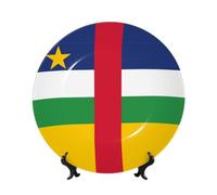 SXZVVBN Central African flag Bone China Decorative Plate Art with Stand Removable Adhesive Hanging for Home Office 10in（25cm）