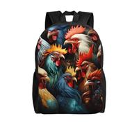 SXZVVBN colorful roosters standing together Water Resistant 600D Backpack Lightweight Commuter Travel Rucksack Daypack Men Women