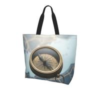 SXZVVBN Compass on the Map Lightweight Large Tote Bag for Women Waterproof Polyester Shoulder Shopper for Commuting Work Shopping