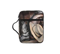 sxzvvbn Cowboy Black Hat Western Boots Water-Resistant Bible Tote Bag with Pocket, Large Journal Cover Case for Church Travel