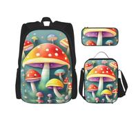 SXZVVBN Cute colored mushrooms School Backpack Lunch Box Pencil Set