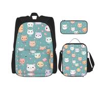SXZVVBN Cute fox 3 Piece Laptop Backpack Set with Insulated Lunch Bag and Organiser for Work
