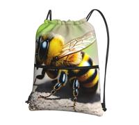 sxzvvbn Cute little bee Outdoor Drawstring Rucksack Waterproof Lightweight Gym Bag with Front Pocket & Internal Zip Pouch for Travel Sports