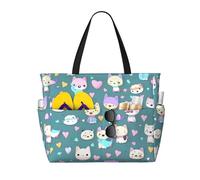 sxzvvbn Cute little fox Large Capacity Waterproof Beach Bag, Foldable Travel Tote with 7 Pockets, Lightweight Durable Gym Bag for Travel, Swimming, Shopping Camping