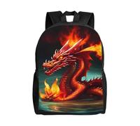 SXZVVBN Dragon King in Fire Water Resistant 600D Backpack Lightweight Commuter Travel Rucksack Daypack Men Women