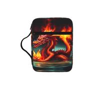 sxzvvbn Dragon King in Fire Water-Resistant Bible Tote Bag with Pocket, Large Journal Cover Case for Church Travel