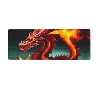 sxzvvbn Dragon King in FireExtra-large desktop mouse pad, 31.5 * 11.8 inches, gaming mouse pad with anti-slip rubber on the bottom