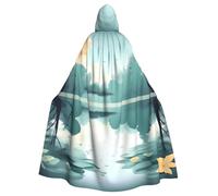 sxzvvbn Fallen leaves on a tranquil lake Adult Hooded Cloak, Long Party Cape for Halloween Fancy Dress, Medieval Cosplay Costume Men Women