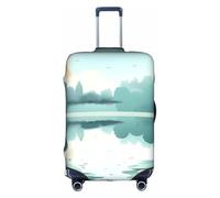 sxzvvbn Fallen Leaves on a Tranquil Lake M Elastic Suitcase Protector Double Sided Zip Luggage Cover for Travel Business 18-32in