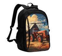 SXZVVBN Farm Red Tractor Travel Laptop Rucksack With USB Port