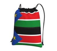 sxzvvbn Flag of South Sudan Outdoor Drawstring Rucksack Waterproof Lightweight Gym Bag with Front Pocket & Internal Zip Pouch for Travel Sports