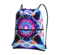 sxzvvbn Four Dimensional Space Outdoor Drawstring Rucksack Waterproof Lightweight Gym Bag with Front Pocket & Internal Zip Pouch for Travel Sports