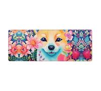 sxzvvbn Fox surrounded by flowersExtra-large desktop mouse pad, 31.5 * 11.8 inches, gaming mouse pad with anti-slip rubber on the bottom