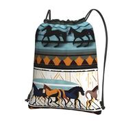 sxzvvbn Horse Stripes Pattern Outdoor Drawstring Rucksack Waterproof Lightweight Gym Bag with Front Pocket & Internal Zip Pouch for Travel Sports