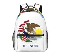 SXZVVBN Illinois State Flag Casual Campus Laptop Rucksack to Study | Lightweight Daily University Daypack Men Women Textbook Academic Travel Commuter Backpack 1-Pack