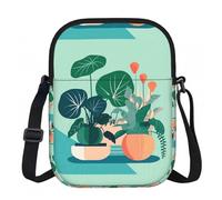 SXZVVBN Indoor cartoon potted green plants Lightweight Waterproof Small Zip Crossbody Shoulder Bag for Women Travel with Adjustable Strap