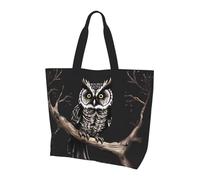 SXZVVBN Late Night Owl Lightweight Large Tote Bag for Women Waterproof Polyester Shoulder Shopper for Commuting Work Shopping