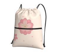 sxzvvbn Little pink cherry blossoms Outdoor Drawstring Rucksack Waterproof Lightweight Gym Bag with Front Pocket & Internal Zip Pouch for Travel Sports