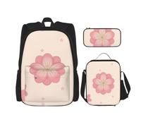 SXZVVBN Little pink cherry blossoms School Backpack Lunch Box Pencil Set