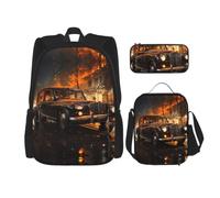 SXZVVBN London Black Cab 3 Piece Laptop Backpack Set with Insulated Lunch Bag and Organiser for Work