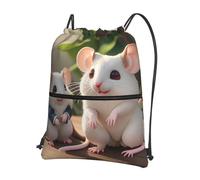 sxzvvbn Mother and child rats Outdoor Drawstring Rucksack Waterproof Lightweight Gym Bag with Front Pocket & Internal Zip Pouch for Travel Sports