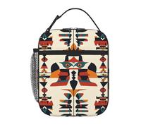 sxzvvbn Native American Totem Patterns Insulated Lunch Bag for Work, Thermal Cooler Lunch Box with Buckle Handle - Front Pocket