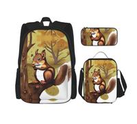 SXZVVBN Nut-eating squirrel 3 Piece Laptop Backpack Set with Insulated Lunch Bag and Organiser for Work