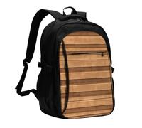 SXZVVBN Original wood color texture Travel Laptop Rucksack With USB Port