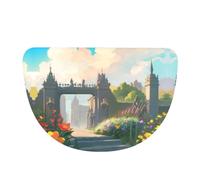 SXZVVBN Outside the Castle Gate Flannel Half Moon Door Mat For Indoors